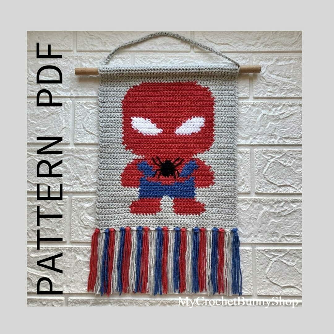 Spiderman Crochet Wall Hanging pattern PDF 1 spiderman-crochet-wall-hanging
