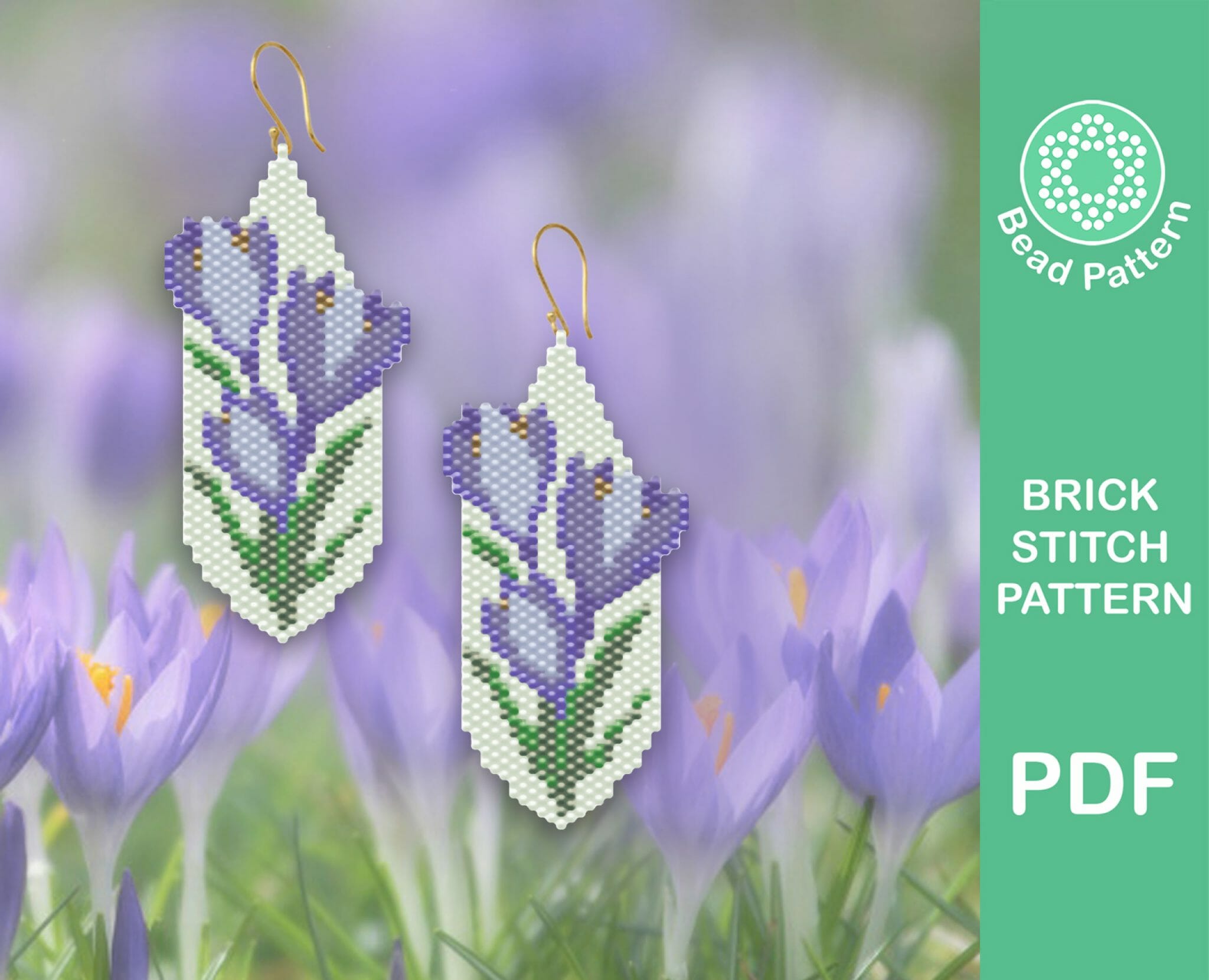 Crocus earrings brick stitch pattern pdf Miyuki delica