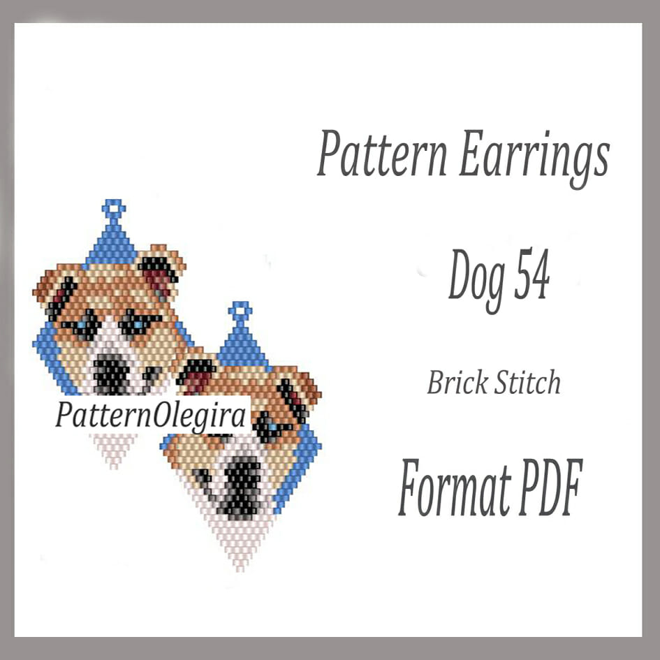 Dog 38 beading earrings Bead pattern dog Olegirabeadpatterns