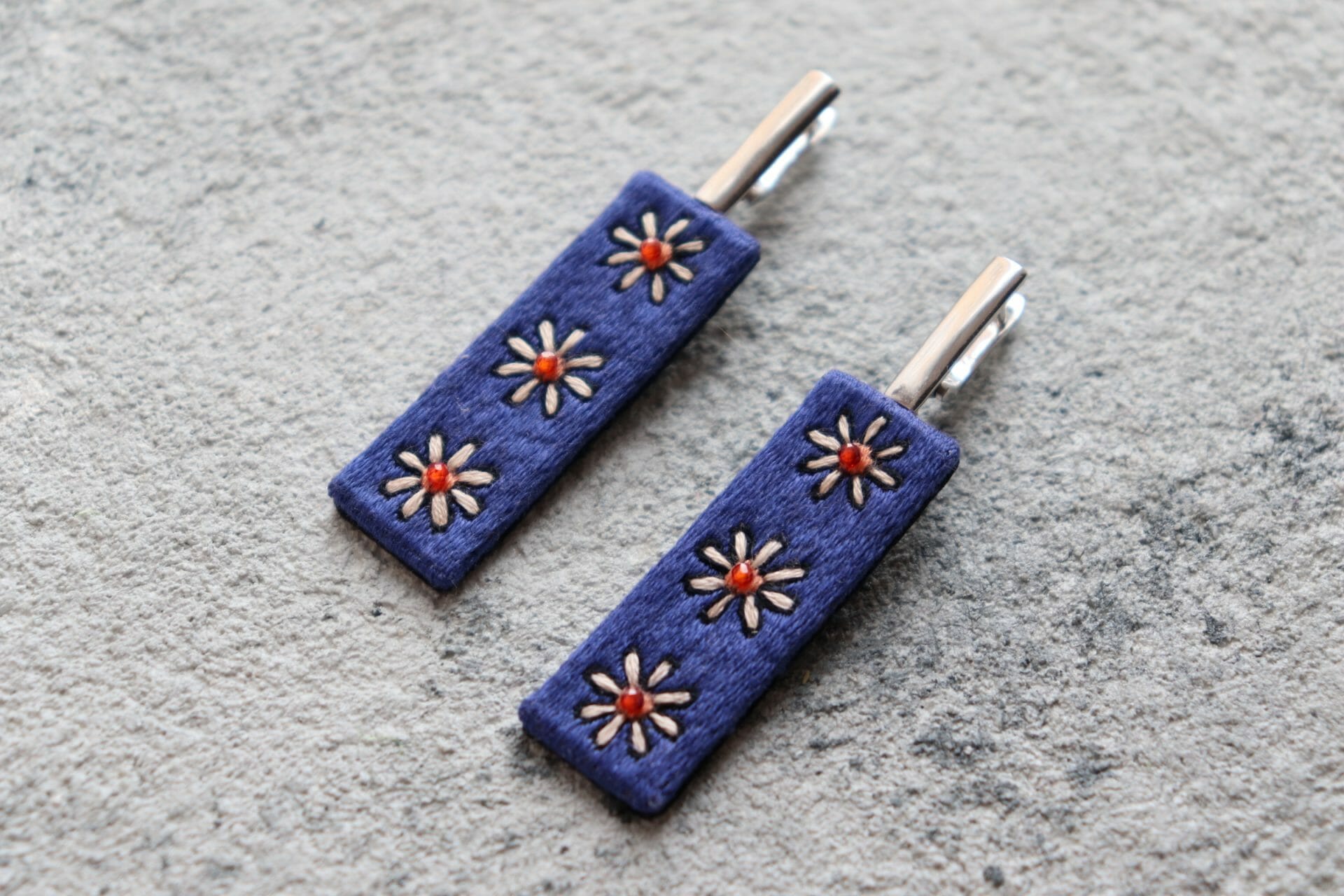 long blue earrings handmade