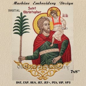 Saint Christopher 7x8 machine embroidery design