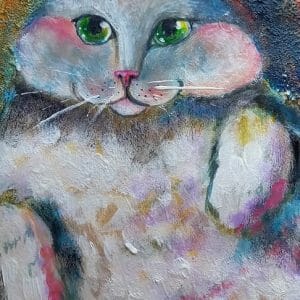 Fat cat art 17*22″ funny pet in a suit, lucky cat