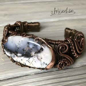 Dendritic Agate Copper Bracelet Wire wrapped