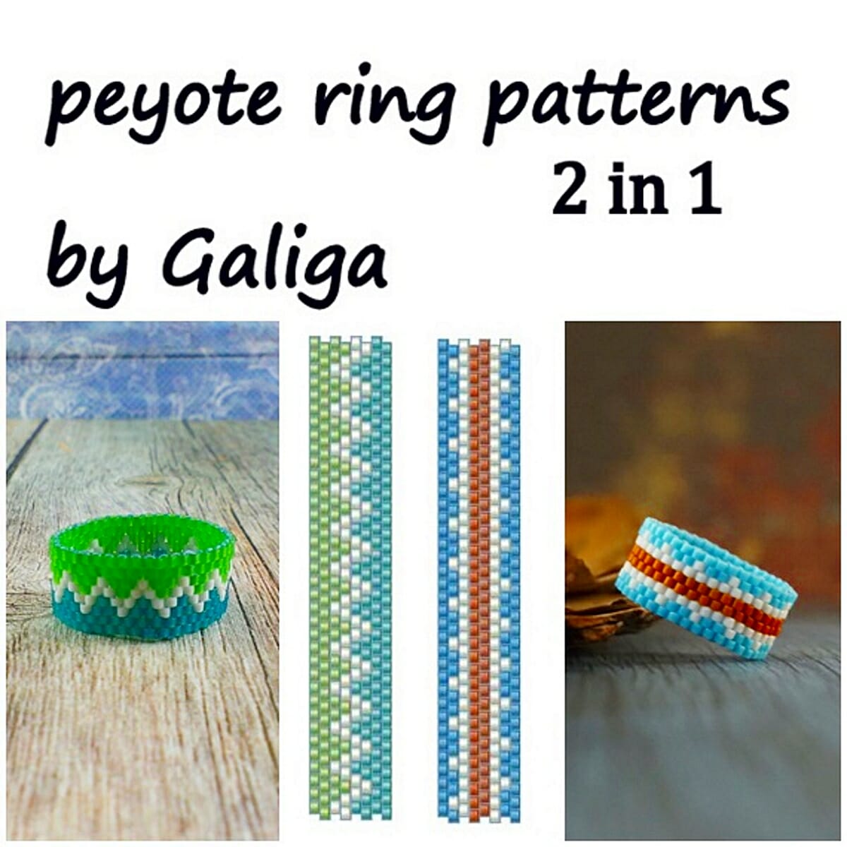 Even count peyote ring patterns 2 in 1 beaded rings