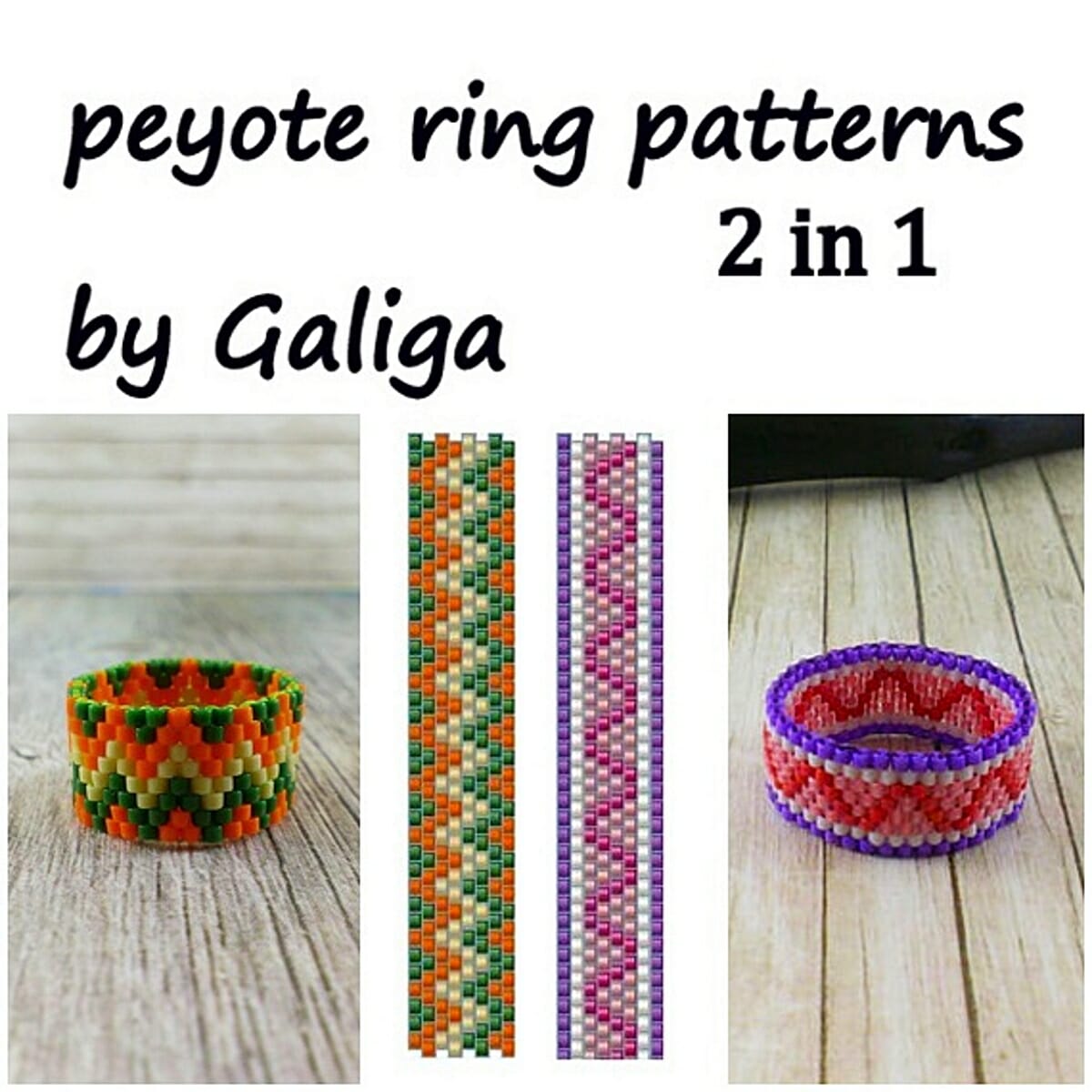 Peyote ring patterns 2 in 1 PDF beading making beaded ring