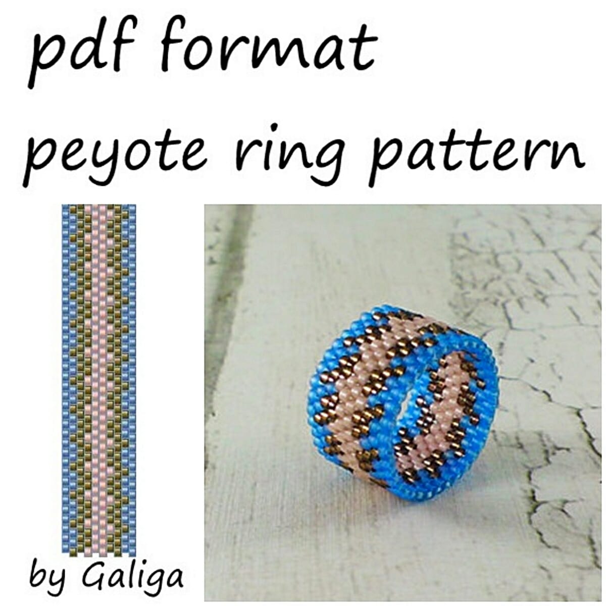 Blue pink ring pattern peyote beading jewelry making