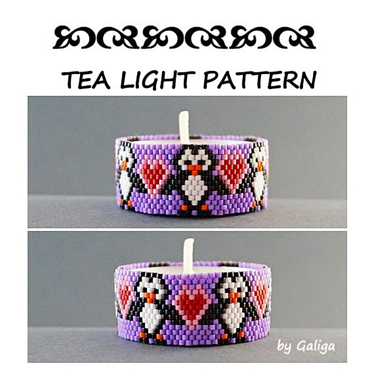 Penguins And Hearts Tea light holder candle Valentines Day