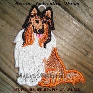 Free Standing Lace Rough Collie Dog