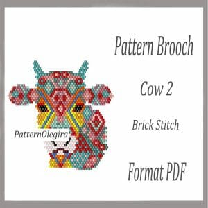COW 2 Bead brooch pattern PDF file Cow brick stitch bead pattern