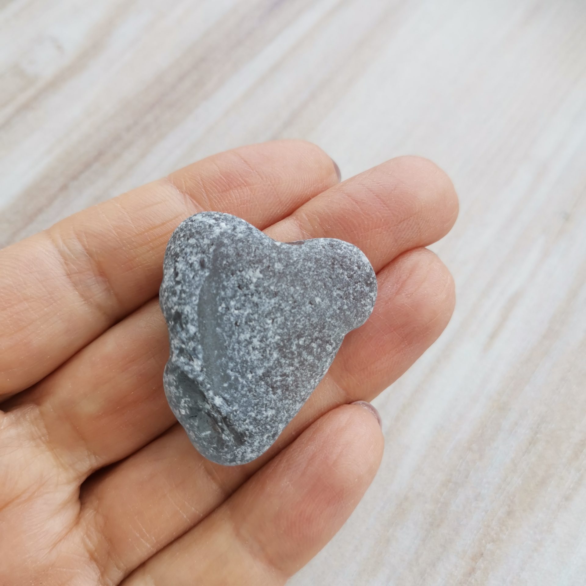 Gray sea glass heart C14