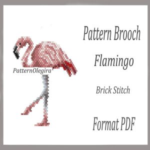 FLAMINGO Bead brooch pattern PDF file Flamingo brick stitch bead pattern