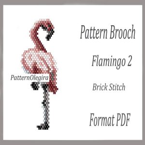 FLAMINGO 2 Bead brooch pattern PDF file Flamingo brick stitch bead pattern