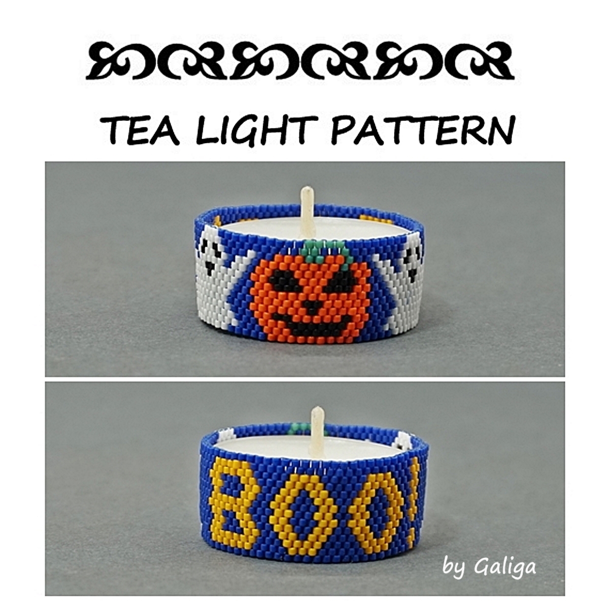 Boo ghosts and pumpkin tea light candle cover Halloween