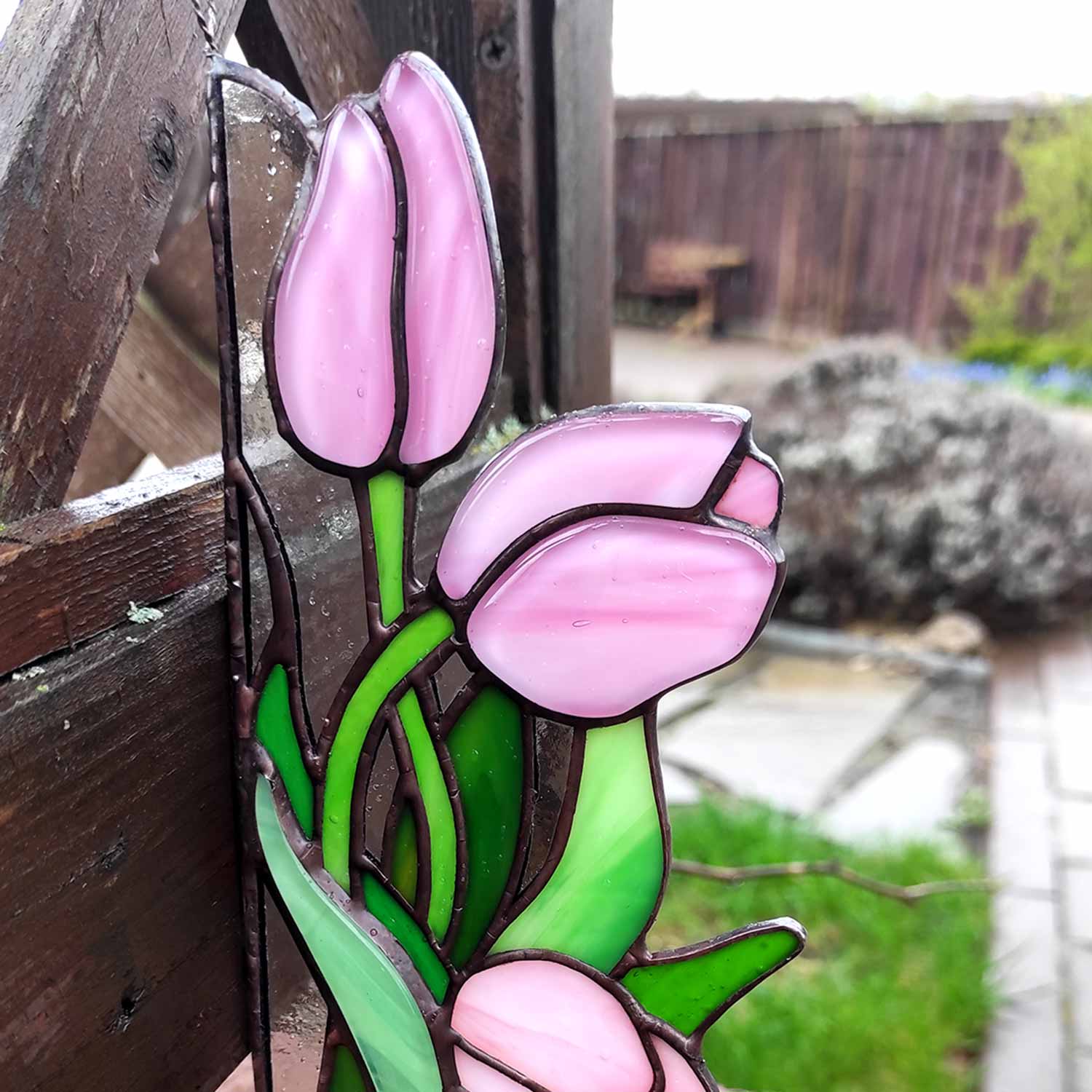 Stained Glass Flowers Tulip Suncatcher