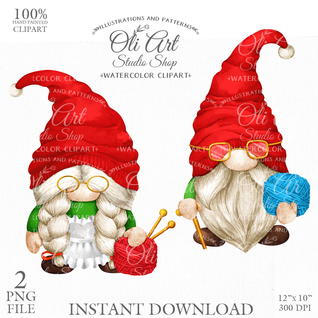 Gnomes Grandma and Grandpa Clipart. Digital Clipart - Crealandia