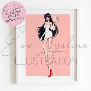 Sailor Mars - inspired fashion illustration.