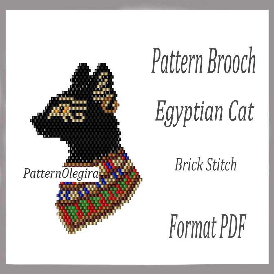 EGYPTIAN CAT brooch bead pattern PDF file Bead pattern brick stitch 1 EGYPTIAN CAT Bead brooch pattern PDF file Egyptian cat brick stitch bead pattern