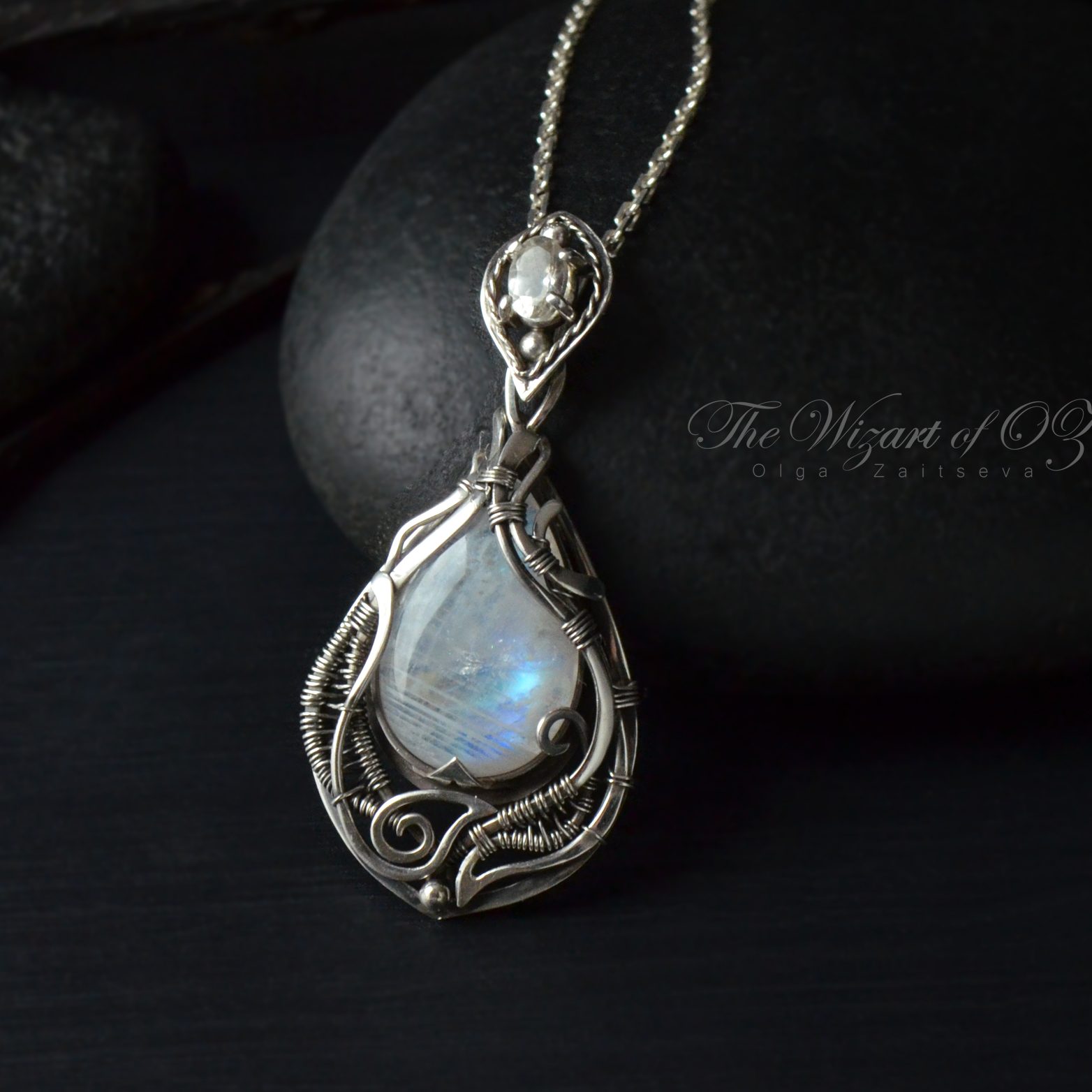 Fantasy moonstone necklace in 925 sterling silver Romantic gift