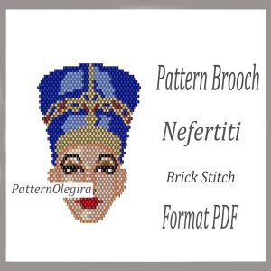 NEFERTITI Bead brooch pattern PDF file Nefertiti brick stitch bead pattern