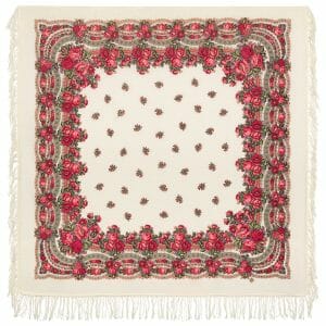 1901-1 Original Pavlovo Posad Russian Shawl 100% Wool scarf 125×125 cm
