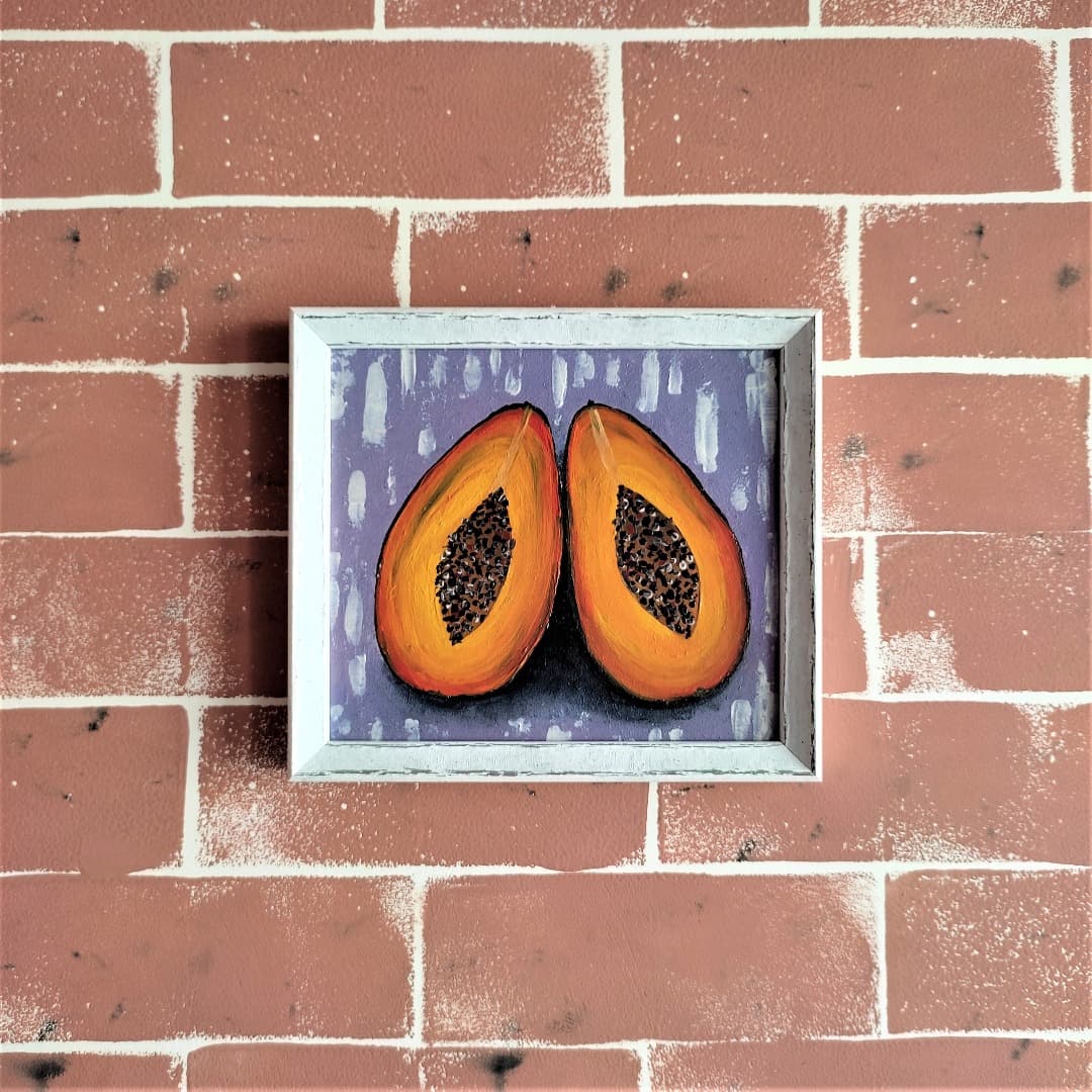 Papaya Pattern Colorful Art Acrylic Painting Home Decor Paint by