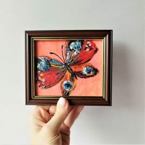 Butterfly painting wall decor insect artwork small art