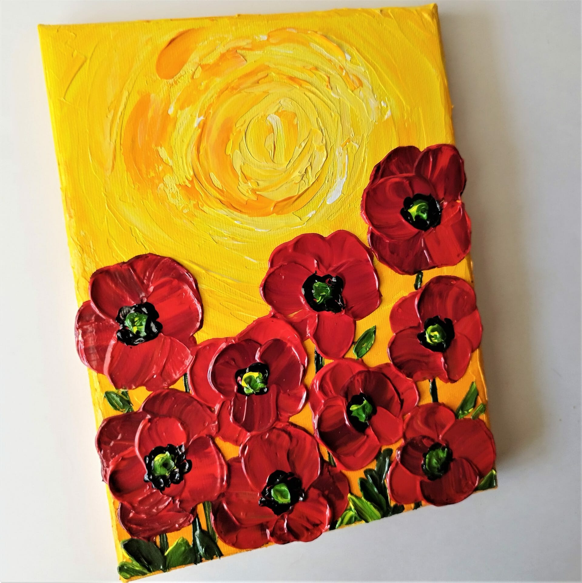 Textured Art, Pretty Painting, Beautiful Painting, Happy Art, Happy Painting,  Painting With Flowers, Fun ,poppies, Flowers, 28 X 20 