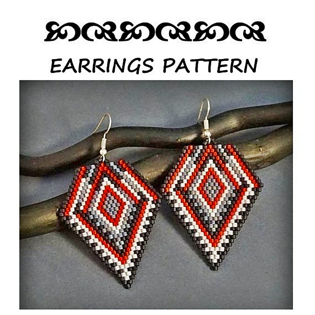 Earrings pattern bead brick stitch jewelry design