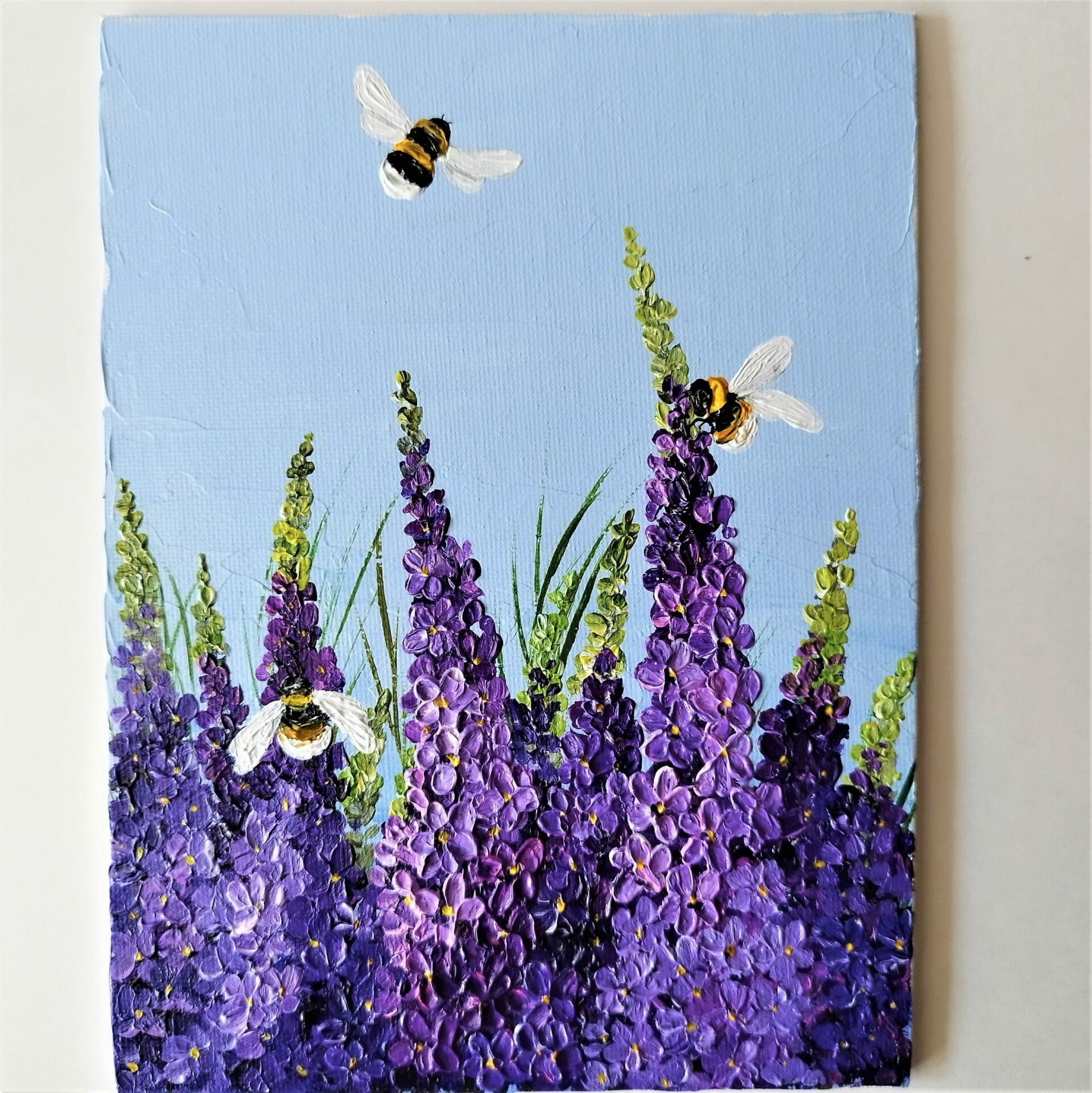 bumblebee on a flower textured painting wall decor