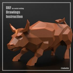 Sheet Metal Template Charging Bull Project (dxf, PDF)