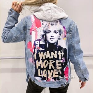 Marilyn Monroe Portrait Custom Painted denim jacket Designer brands clothing
