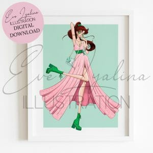 Sailor Jupiter - inspired fashion illustration.