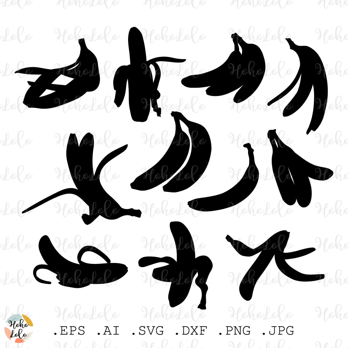 Banana Svg Sulhouette Cricut Stencil Template Dxf Png