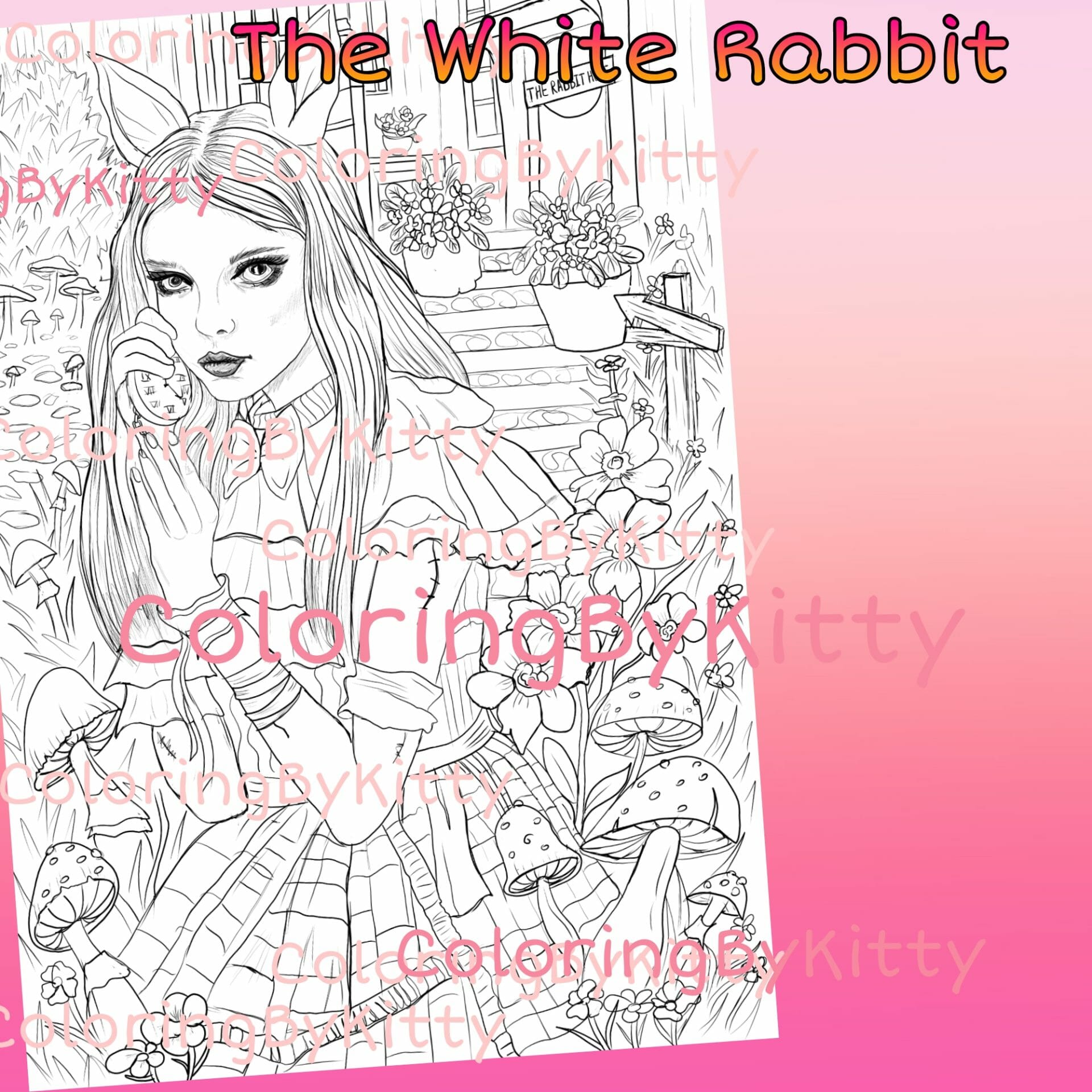 Single coloring page “The White rabbit”