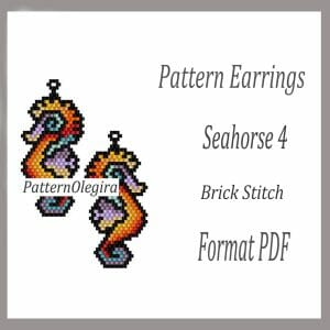SEAHORSE 4 Earrings bead patterns PDF file Beading patterns Beading earrings Beading Seahorse Olegirabeadpattern