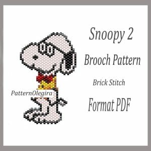 SNOOPY 2 brooch bead pattern PDF file Bead pattern brick stitch