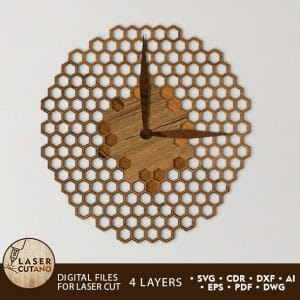 Honeycomb Wall Clock Multilayer Laser Cut Template