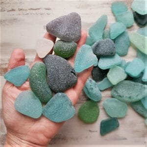 Aqua sea glass Authentic beach glass Mixed size