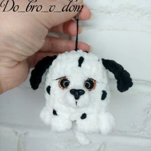 Crochet amigurumi pattern, knitted keychain Dolmatian