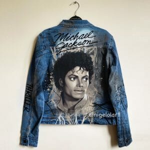 Michael Jackson Portrait Custom jacket Painted denim jacket Janet Jackson