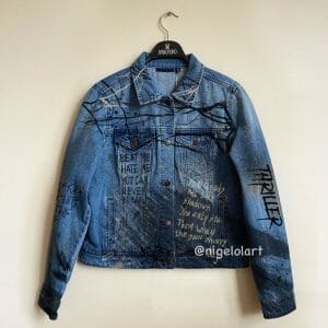 Michael Jackson Portrait Custom jacket Painted denim jacket Janet Jackson