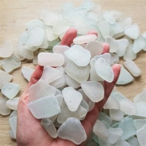 White sea glass for beach art and beach decor