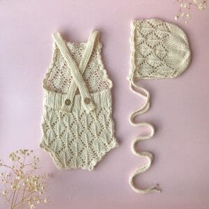 Soft romper and bonnet, Newborn cute set for photoshoot