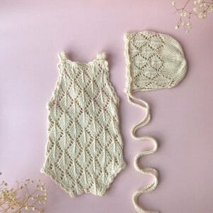 Soft romper and bonnet, Newborn cute set for photoshoot
