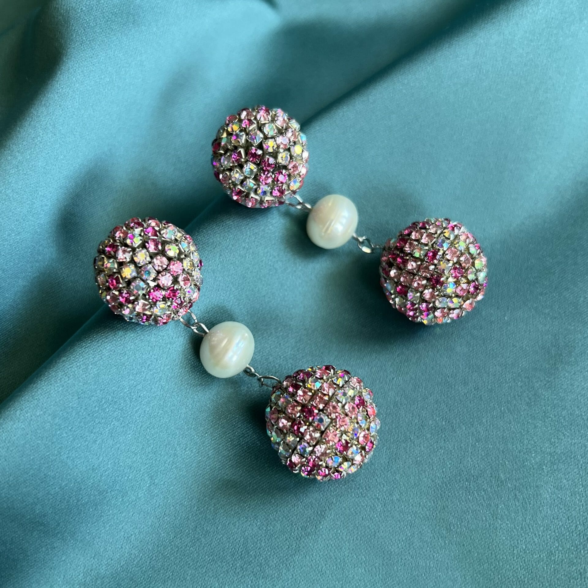 Crystal Balls on Chain Earrings