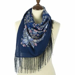 737-14 Original Pavlovo Posad Russian Shawl 100% Wool scarf 89×89 cm
