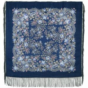 737-14 Original Pavlovo Posad Russian Shawl 100% Wool scarf 89×89 cm