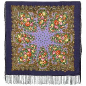 1830-15 Original Pavlovo Posad Russian Shawl 100% Wool scarf 89×89 cm