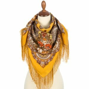 1843-2 Original Pavlovo Posad Russian Shawl 100% Wool scarf 89×89 cm