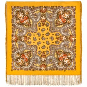 1843-2 Original Pavlovo Posad Russian Shawl 100% Wool scarf 89×89 cm